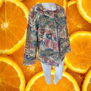 Indigo Moon Paisley Colorful Open Front Blazer Size Medium‎